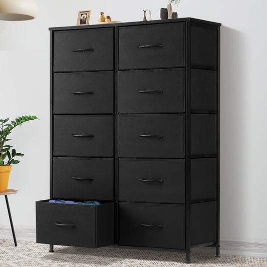 Idle Way Dresser for Bedroom with 9/10 Drawers, Dresser with Metal Frame And Wood Tabletop, Clothes Drawer Fabric Closet Organizer, Chest Storage Tower for Living Room, Entryway