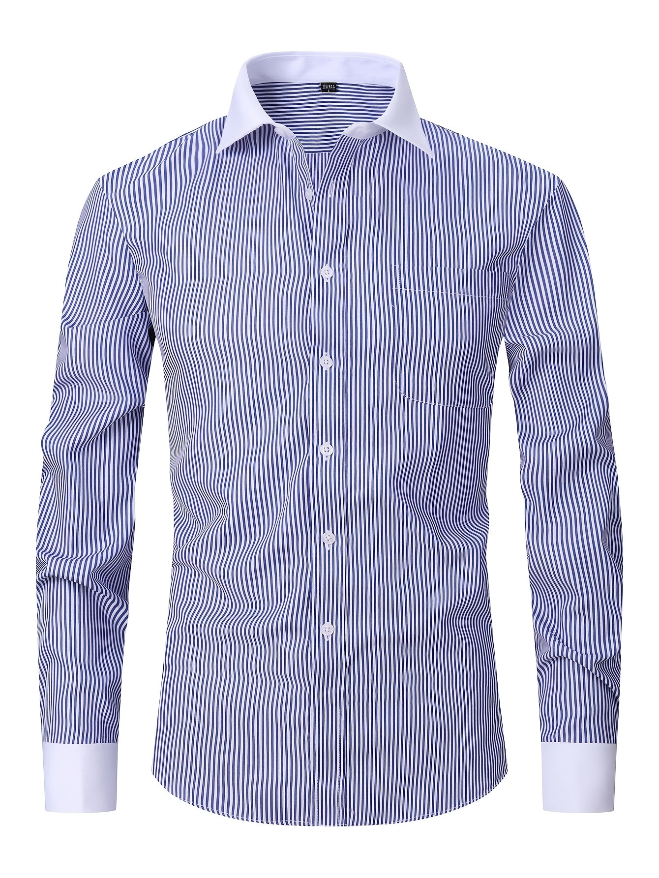 Men'S Striped Dress Shirt Long Sleeve - Premium Formal Shirt for Business, Weddings & Events, Lapel Collar, Single-Breasted, Wrinkle Resistant, Comfort Fit, Classic Office And Party Attire