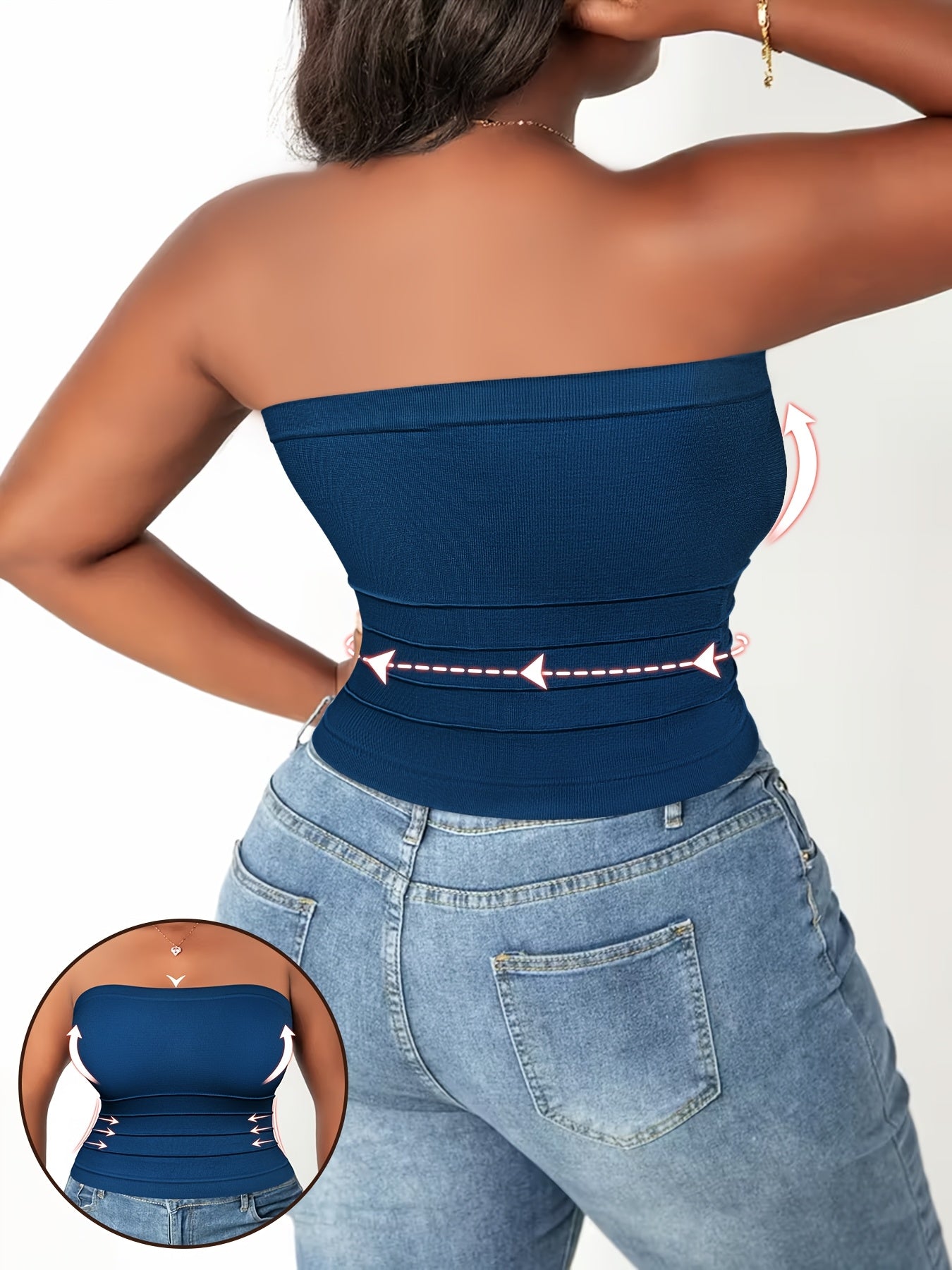 5pcs Set 2026 Spring-summer New Women's Large-size Waist-shaping Comfortable Breathable Bandeau, High-elasticity Slim Fit, Suitable for Office, Parties, And Casual Daily Wear.