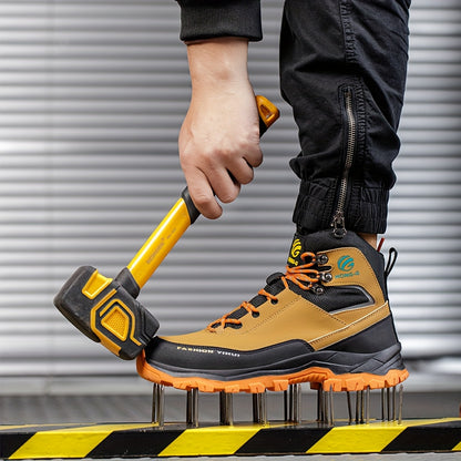 Men's Work Safety Boots - High Top Design, Steel Toe Protection - Anti Smash, Anti Puncture, Anti Slip And Wear-resistant Rubber Sole - Suitable for Construction | Factory | Daily - Warehouse Shoes | Modern Work Shoes | Outdoor Laborers