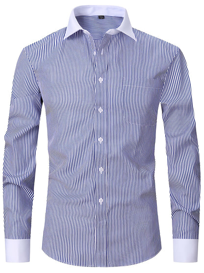 2025 New Men'S French Shirt Double-Barrel Sleeve Business Formal with Premium Cufflinks, Wedding Banquet Office Elegant Slim Fit