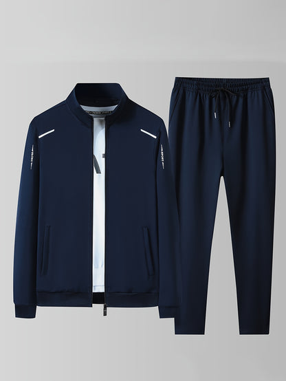 Men'S Casual Zip-Up Jacket And Sweatpants Set for Spring And Autumn Sports