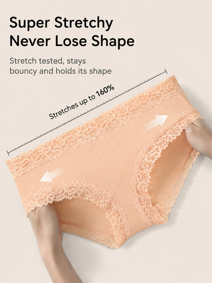Set of 10 Women'S Briefs, Comfortable And Breathable Lingerie with Sexy Lace, Mid-Rise Underwear