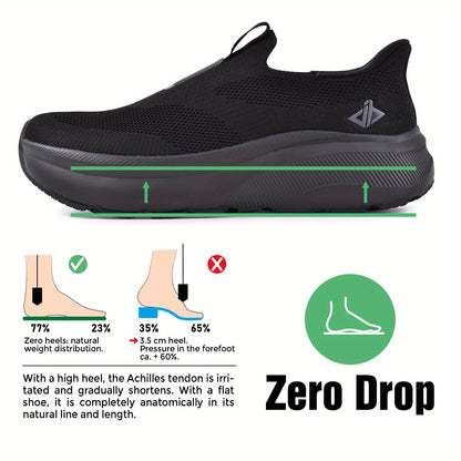 Mens Slip In Hands Free Shoes Wide Toe Box Arch Support Orthopedic Walking Sneakers Cushioned Thick Zero Drop Sole Metatarsal Pads