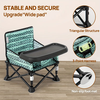 Portable Baby Chair - Foldable Tray Camping Seat