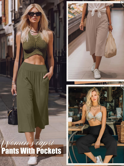 3 Pack Capri Pants For Women Loose Lounge Cropped Sweatpants Joggers Yoga Capri With Pockets