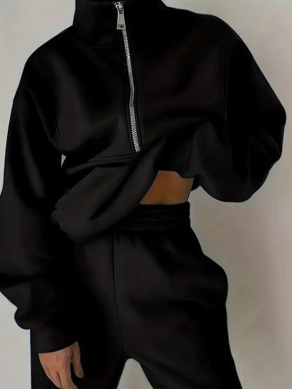 Women's Black Knit Zip-Up Pants - product view 5