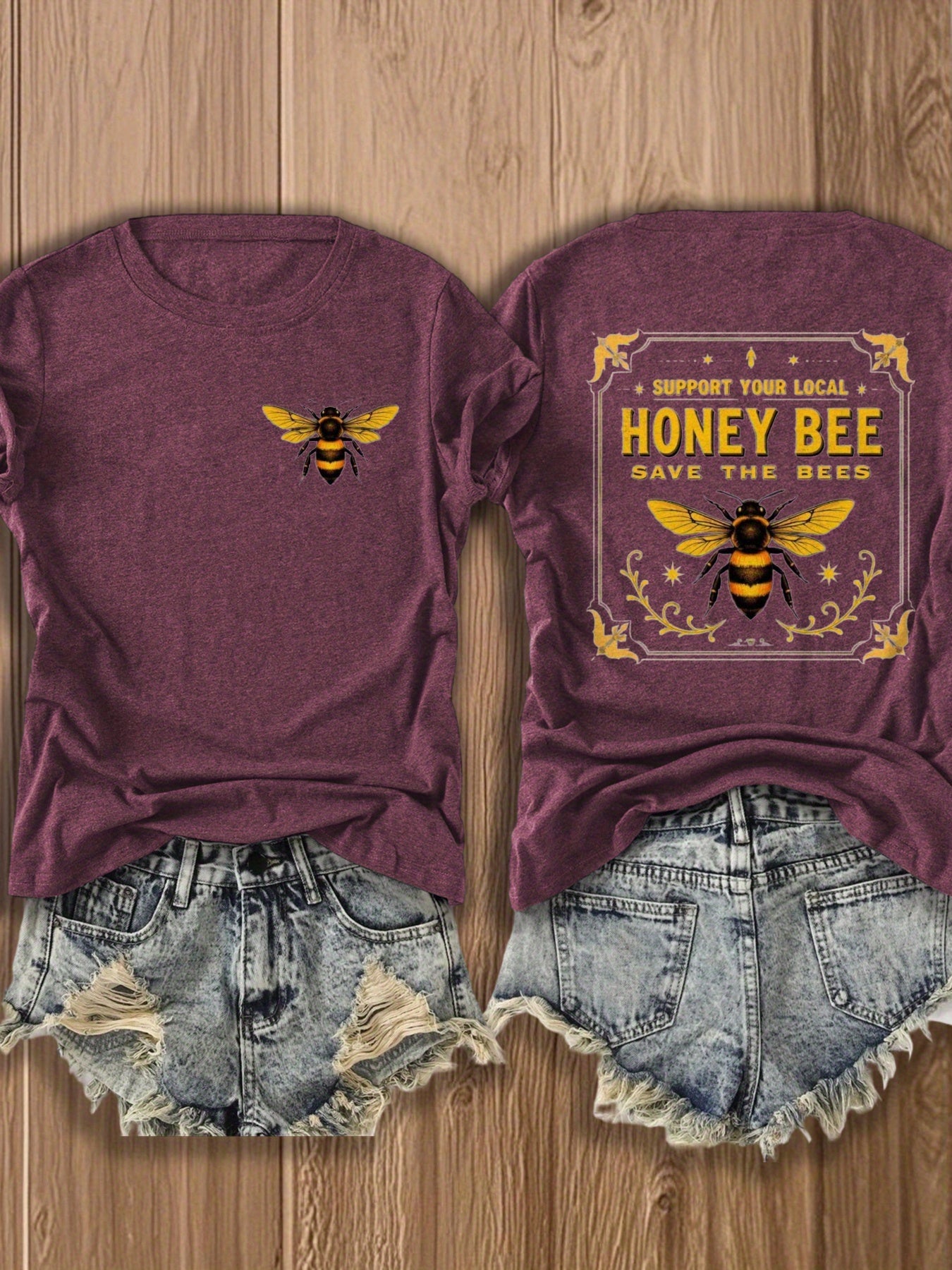 Save the Bees T-Shirt - Support Local Bee Conservation, Soft Breathable Tee Suitable for Nature Lovers, Casual Summer Wear with Bee Graphics (Machine Washable)
