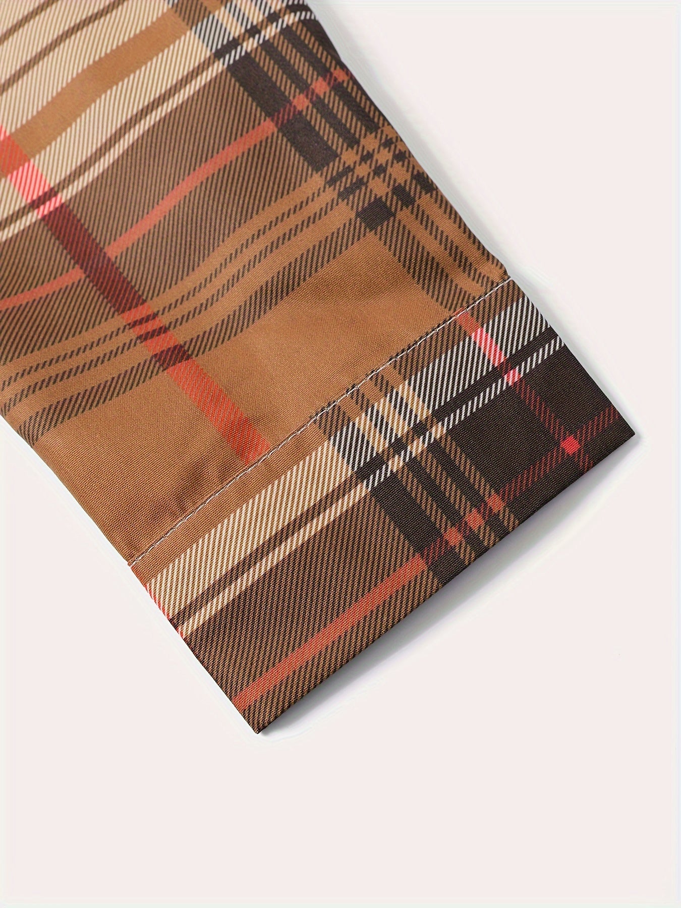 Men'S Plaid Hooded Button-Up Shirt - Long Sleeve Casual Shirt with Adjustable Drawstring Hood, Machine Washable, Spring/Fall Seasonal Transition, Earthy Tones (Brown/Beige/Red/Black/White), Autumn Wardrobe, Hooded Outerwear, No Stretch Fabric
