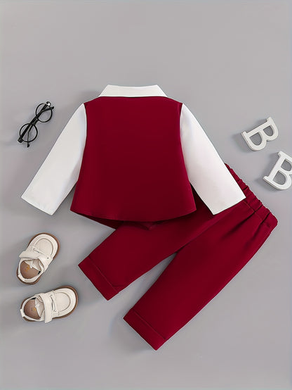 Baby Clothing, Baby Products, Baby Spring And Autumn Suits, Wedding And Birthday Party Gifts, Suits, Fake Two-Piece Long Sleeved Tops And Pants, Children'S Gentleman Suits, School Season Hot Items, Baby Boy Birthday Gifts, Valentine'S Day Gifts
