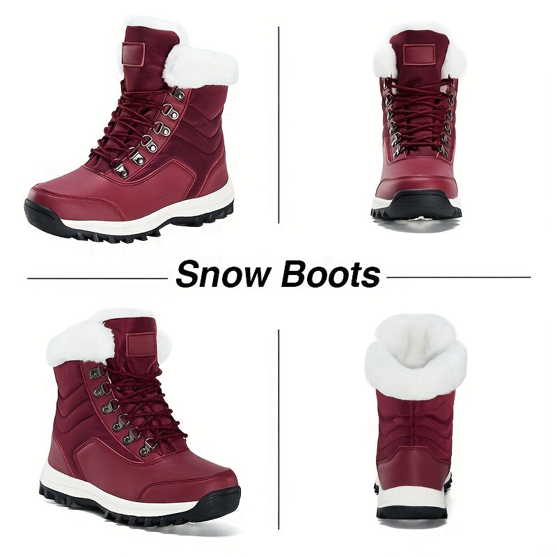 Womens Snow Boots Mid-Calf Winter Boots faux fur Lined Non-Slip Warm Boots for Work Hiking Outdoor Warm