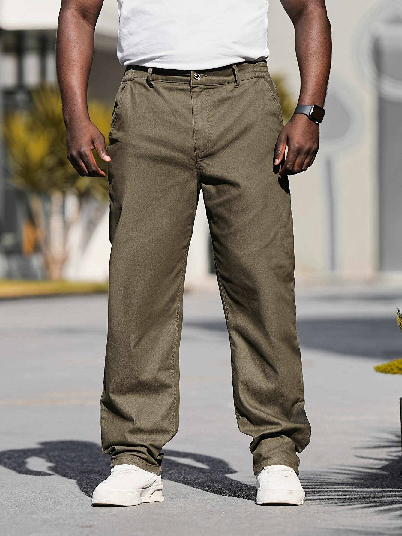Men'S Plus Size Straight-Leg Jeans with Elastic Waist - Comfortable Denim Casual Trousers Featuring a Woven Design, Suitable for Spring, Summer, And Fall, Easy to Maintain (Machine Washable) - Plus Size Straight Leg Jeans for Men, PLUS SIZE