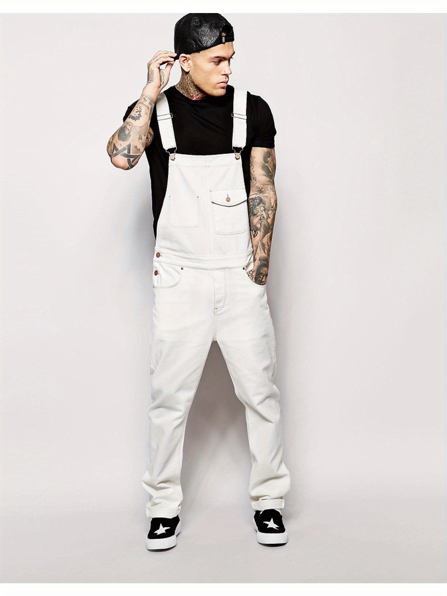 Men'S Denim Bib Overalls, Slim Fit Medium Weight Work Trousers With Adjustable Straps & Tool Pockets, Reinforced Durable Pants For Construction Gardening Mechanical Work, US Sizes S-XXXL.Slim Fit: Recommended To Take One Size Larger Than Normal.