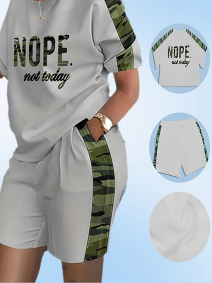 2026 Loose And Versatile Plus Size Clothing Two-piece Set, Soft And Comfortable, Women's Plus Letter Printing, Natural Modeling, Can Be Matched with A Variety Of Sets, Show Your Unique Casual Fashion, Game Day Outfit, Football Fan Gear for All Fans