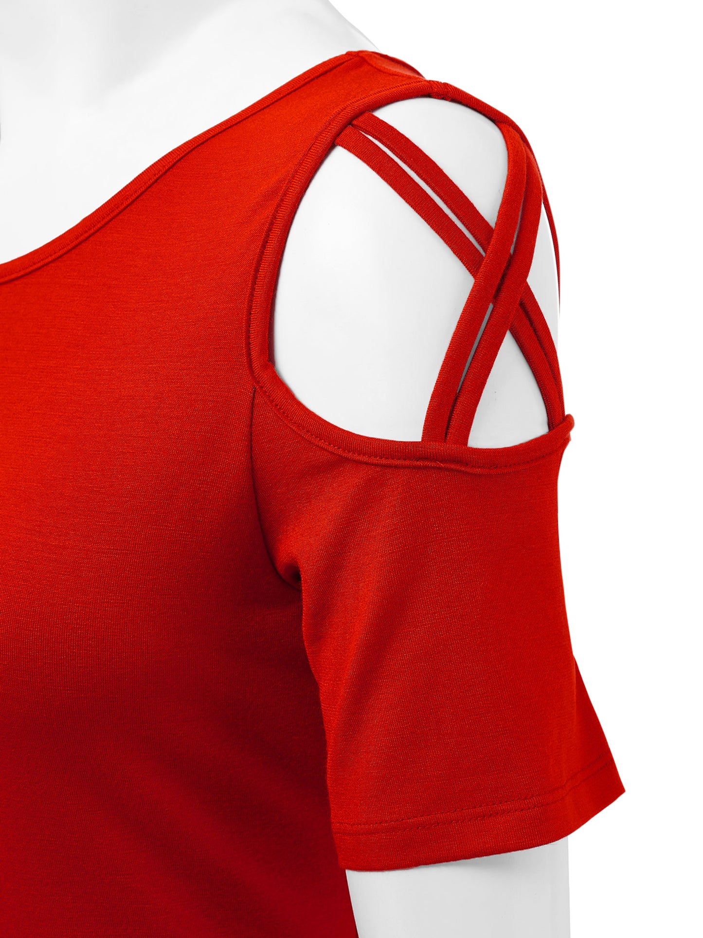 Women's Casual Open Strap Shoulder Short Sleeve Top