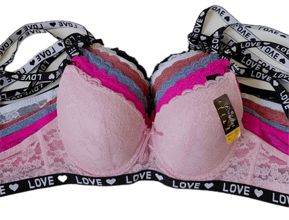6 Pack Women's Random Assortment Print Lace Floral Bras with Underwire Everyday Push Up Bras for Women Sizes 30A Thru 42D