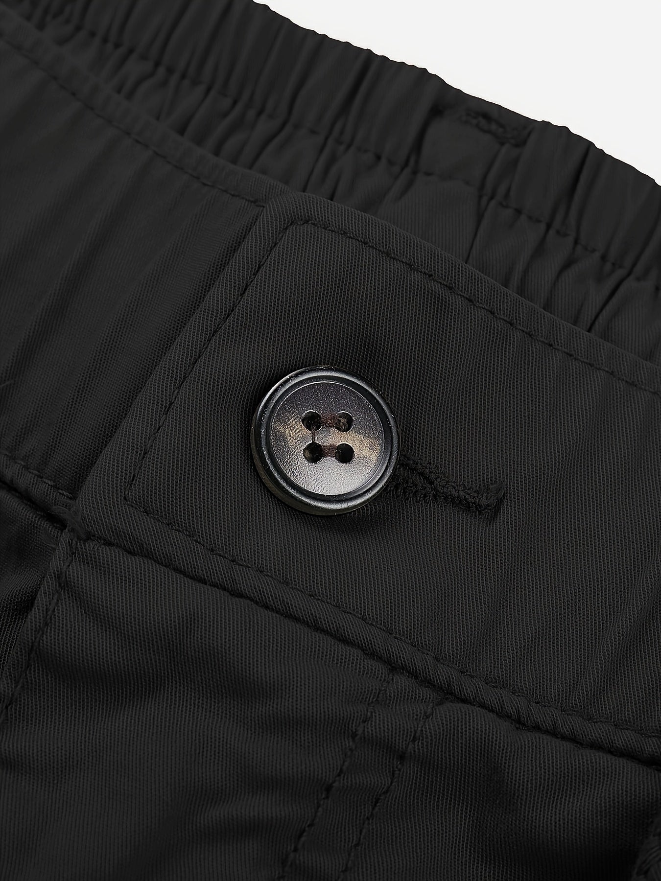 Solid Cargo Men's Casual Long Pants with Multiple Pockets AndButtons, Outdoor Hiking Camping Mountaineering