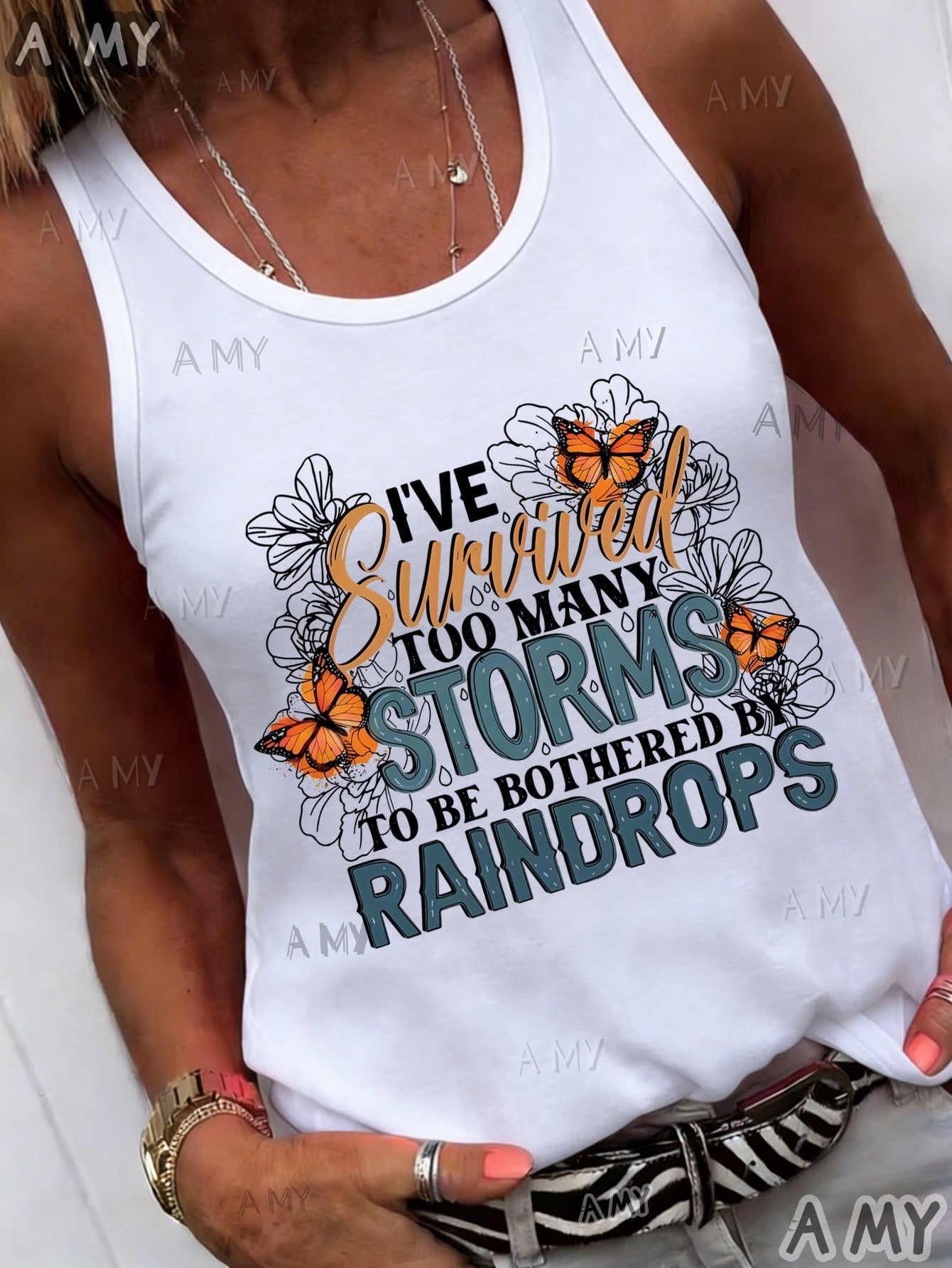 Women's Light Grey Polyester Printed Sleeveless Tank Top - product view 4