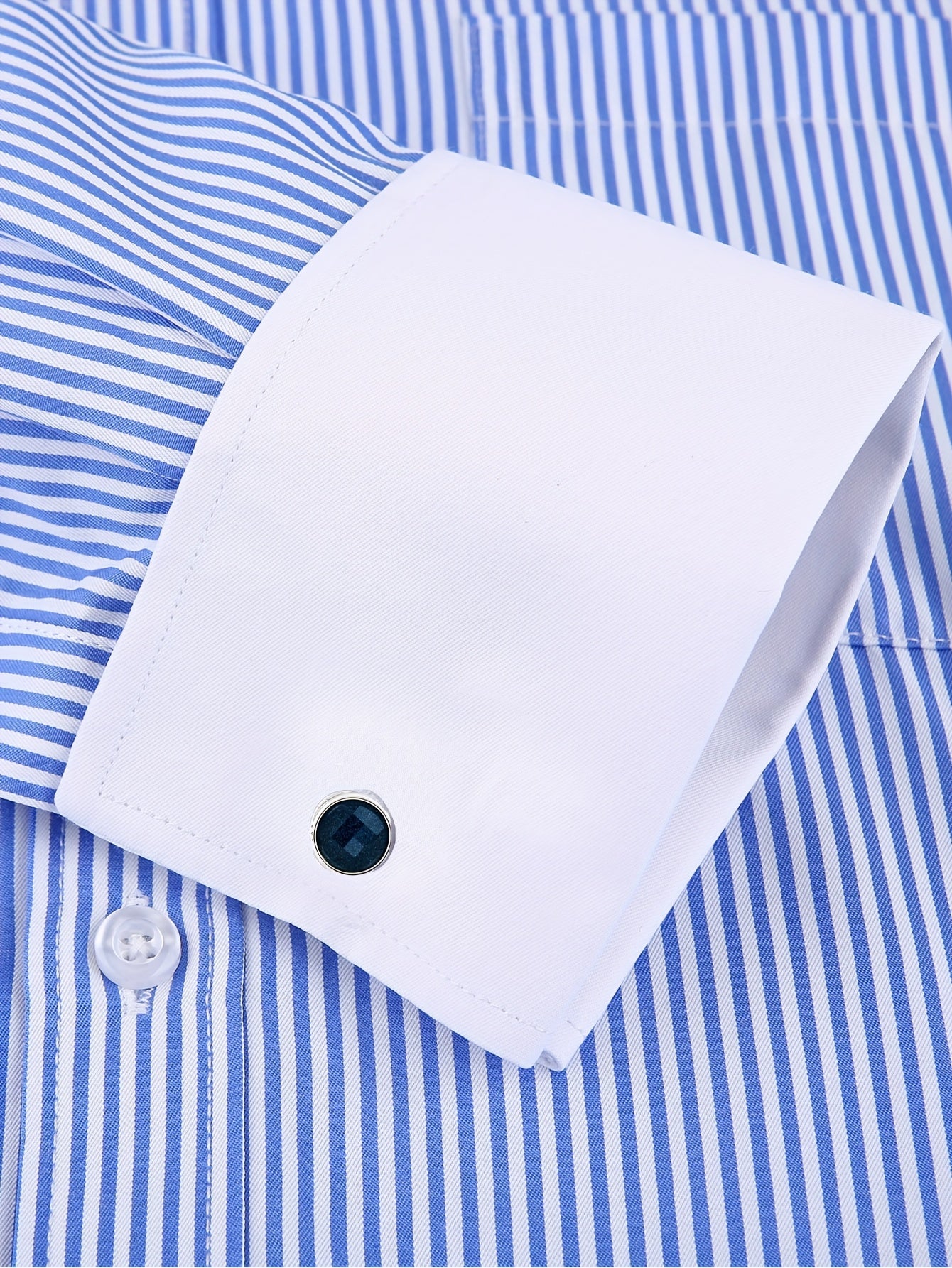 2025 New Men'S French Shirt Double-Barrel Sleeve Business Formal with Premium Cufflinks, Wedding Banquet Office Elegant Slim Fit