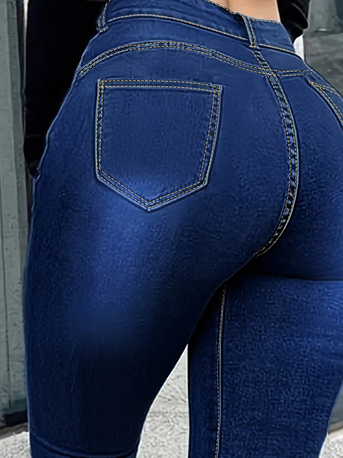 [Sexy High Waisted Skinny Jeans] Stretchy Non-See-Through High Waisted Skinny Jeans for Women | Button-Fly Closure, All-Season Tight Leg Fit, Trendy Streetwear, Sleek Silhouette, Quality Stitching, Fashionable Bottoms, Casual Dressers