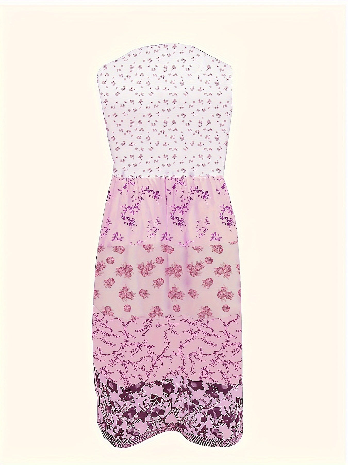 [Floral Print Vest Dress] Plus Size - Plus Size - Plus Size Floral Print Elegant Vest Dress - Sleeveless Round Neck Midi Dress in Vacation Style, Perfect for Women's Casual Outings