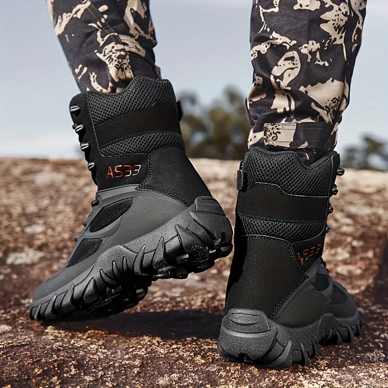 AIMINI Men's Tactical Hiking Boots - All-Season High-Ankle with Abrasion-Resistant  Upper, Reinforced Stitching & Rubber Sole for Outdoor, Camping, Jogging, Running, Rugged Terrain - /Civilian Footwear