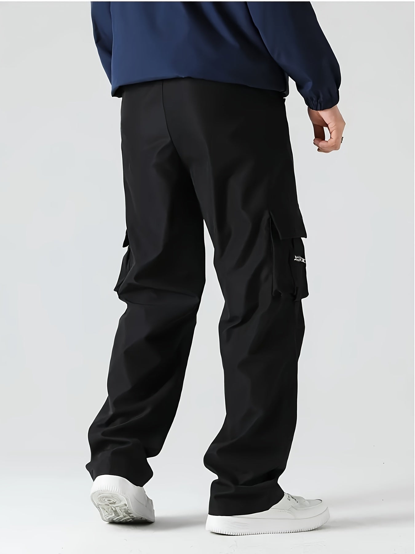 2pcs Men'S Fashion Cargo Pants, Casual Hiking Trousers, Breathable Comfortable Loose Straight Trousers with Multiple Pockets for Spring, Summer, Fall, Winter - Polyester