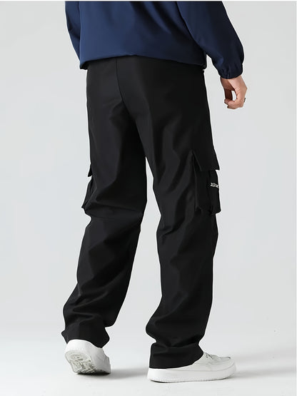 2pcs Men'S Fashion Cargo Pants, Casual Hiking Trousers, Breathable Comfortable Loose Straight Trousers with Multiple Pockets for Spring, Summer, Fall, Winter - Polyester