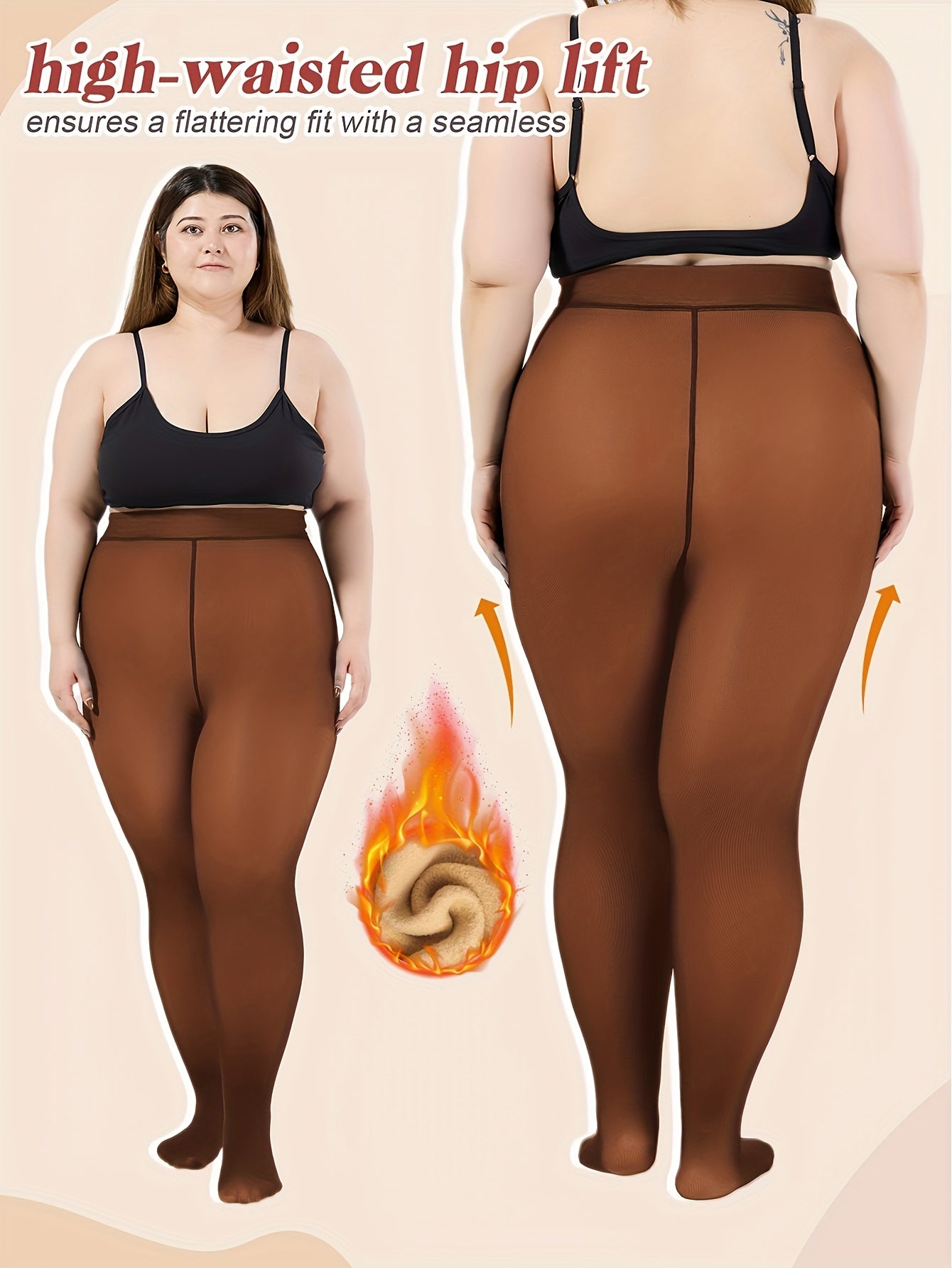 1pc Women's Winter Plus Size Warm Pantyhose - Autumn And Winter Fleece-lined Leggings, Soft Stretch, High-waisted Design, Translucent Slim-fit Tights - For Women - Suitable for Fall & Winter - Perfect Gift for Fashionable Ladies