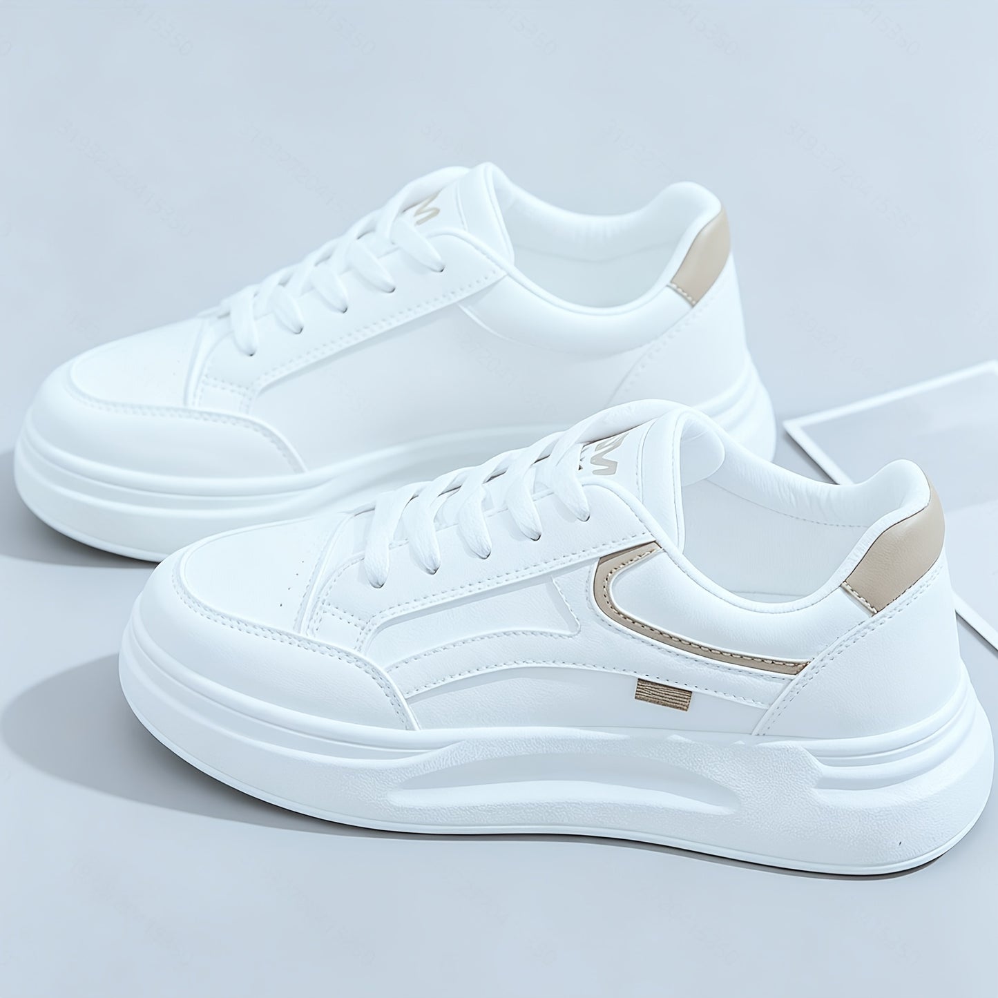 Women's Retro Low-Top Sneakers - Thick Platform Sole Anti-Slip Sole & Breathable Fabric Upper, Lace-Up Round Toe White Suitable for Running, Gym, Casual Wear, - Versatile Sneakers, Women Shoes