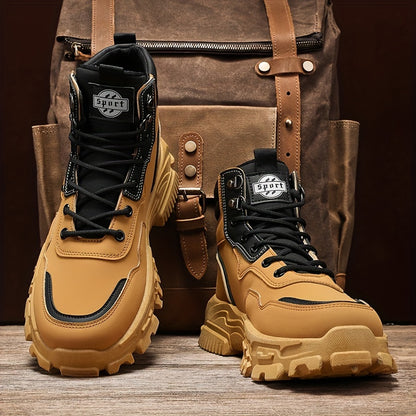 Men'S Shoes 2026 New High Help Work Shoes Anti-Slip Wear Thick Soled Casual Shoes Fashion Men with All Fashion Shoes