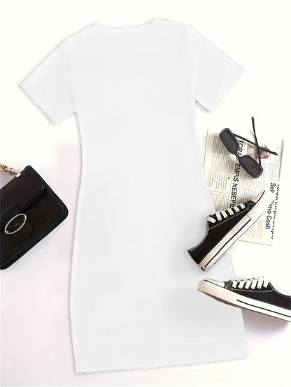 Lip Print Dress, Overseas Heat Transfer, with Pockets, Women'S Fashion