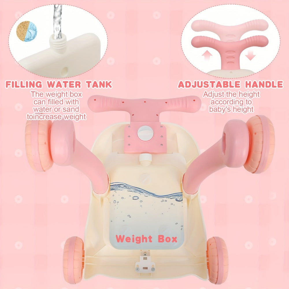 5-in-1 Sit-to-Stand Baby Walker - Walker, balance bike, activity table and music panel modes