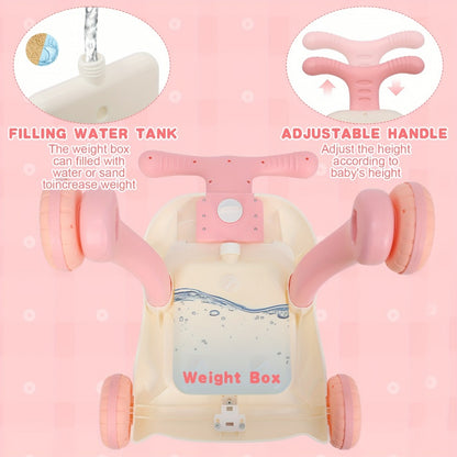 5-in-1 Sit-to-Stand Baby Walker - Walker, balance bike, activity table and music panel modes