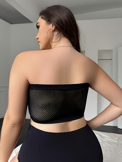 5pcs Plus Size Women's Front Closure Bras - Wireless Strapless Bandeau Push Up Bras, Non-Padded, Medium Thickness Nylon Fabric, Ideal for Weddings, Parties And Daily Wear - Solid Color (No Bulkiness), Lifting Effect (1XL-5XL)