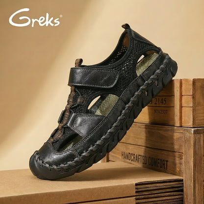 GREKS Retro Spliced Men'S Sandals, Soft-Soled Comfortable Breathable Shoes, Fashion Casual Beach Shoes