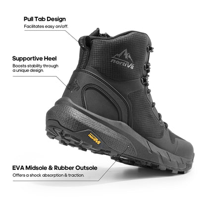 Men's Waterproof Hiking Boots Mid Tactical Boot Comfortable Lightweight Boots for Work All Day Side Zipper Motorcycle Combat Boots Backpacking Trekking