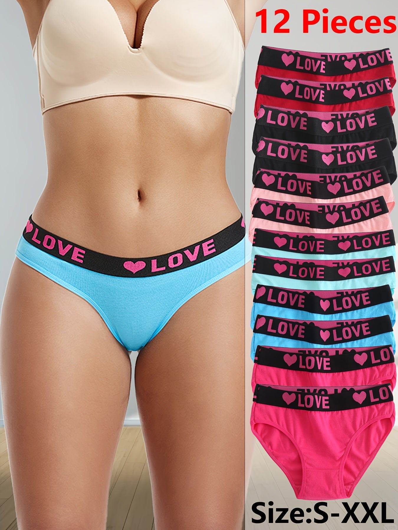 12PCS Seamless Monogrammed Women's Panties, Sexy, Comfortable, Breathable And Stretchy Underwear Panties