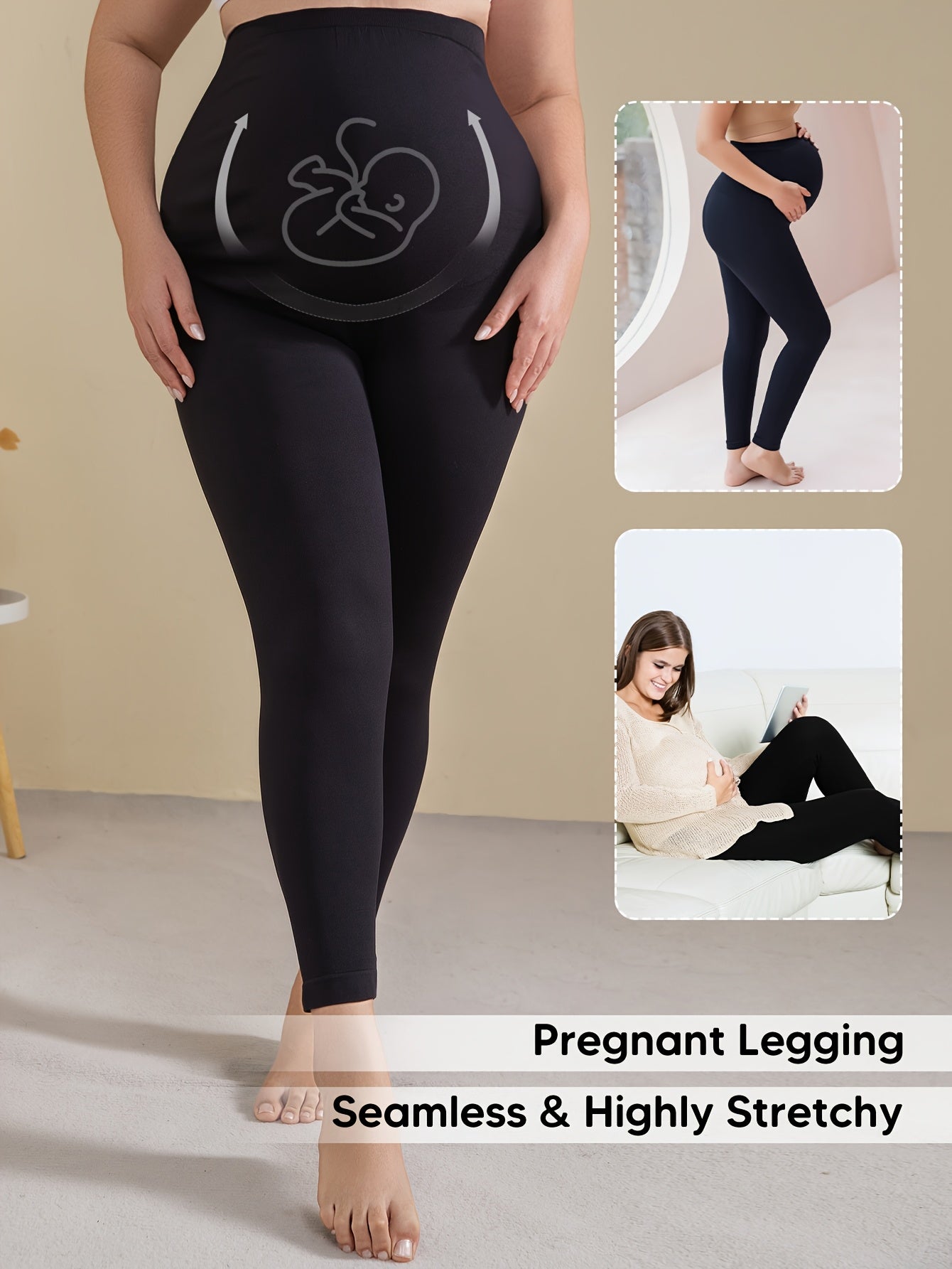 Black Knit High-Waist Leggings - product view 9
