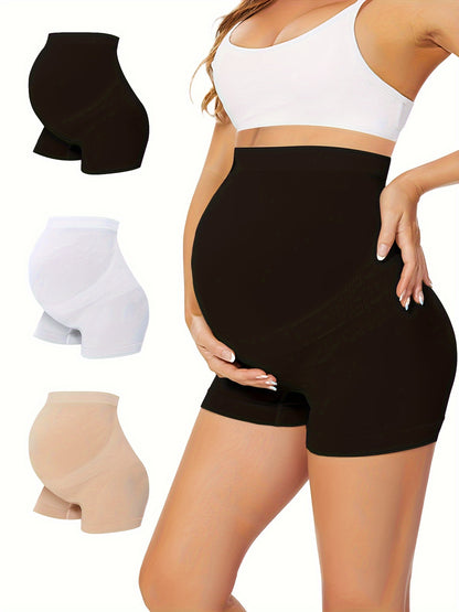 3 Pack Maternity Seamless Leggings High-waisted Panties Soft Belly Support Leggings