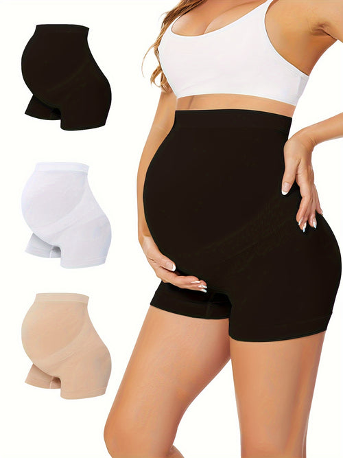 3 Pack Maternity Seamless Leggings High-waisted Panties Soft Belly Support Leggings