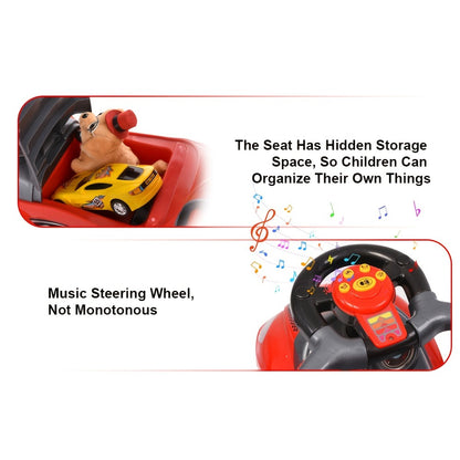 3-in-1 Kids Ride-On Push Car - Ride-on, walker and push-cart modes with music