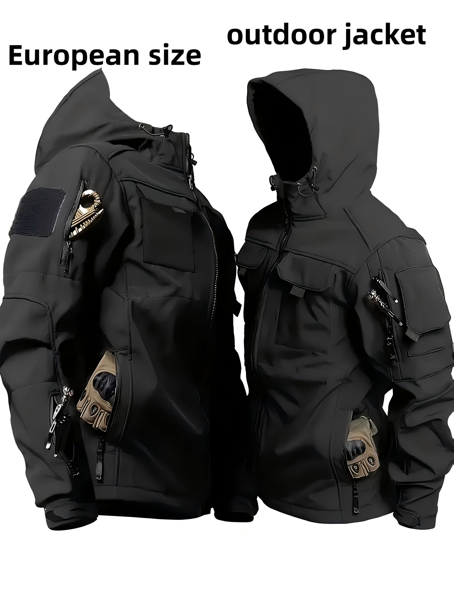 Men's Tactical Jacket Outdoor Zippered Shell Jacket, Windproof, Scratch Resistant, Warm Hooded Jacket, Suitable for Outdoor Activities, Ripstop Technology, Multiple Utility Pockets - Non-Stretch Outdoor Gear for Camping, Survival, Tactical Training.