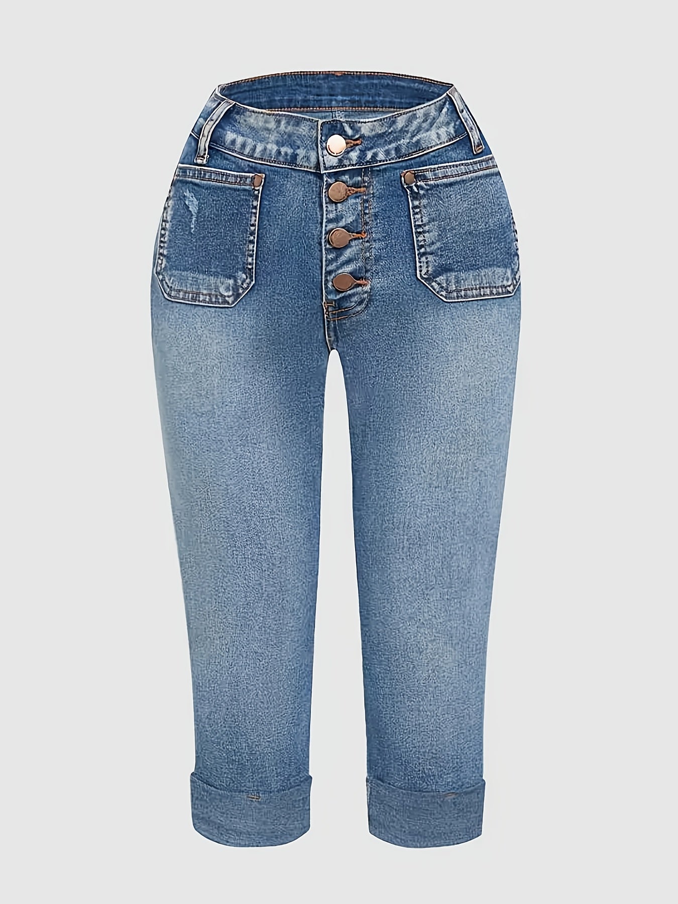 [ALSSRO]Women'S Casual And Simple Denim Mid-length Pants, Retro And Trendy, Versatile For More Occasions, Mid-waist Stretch And Figure-hugging To Show Off The Figure, YKK Zipper, Spring And Summer Casual And Fashionable Denim Seven-inch Pants
