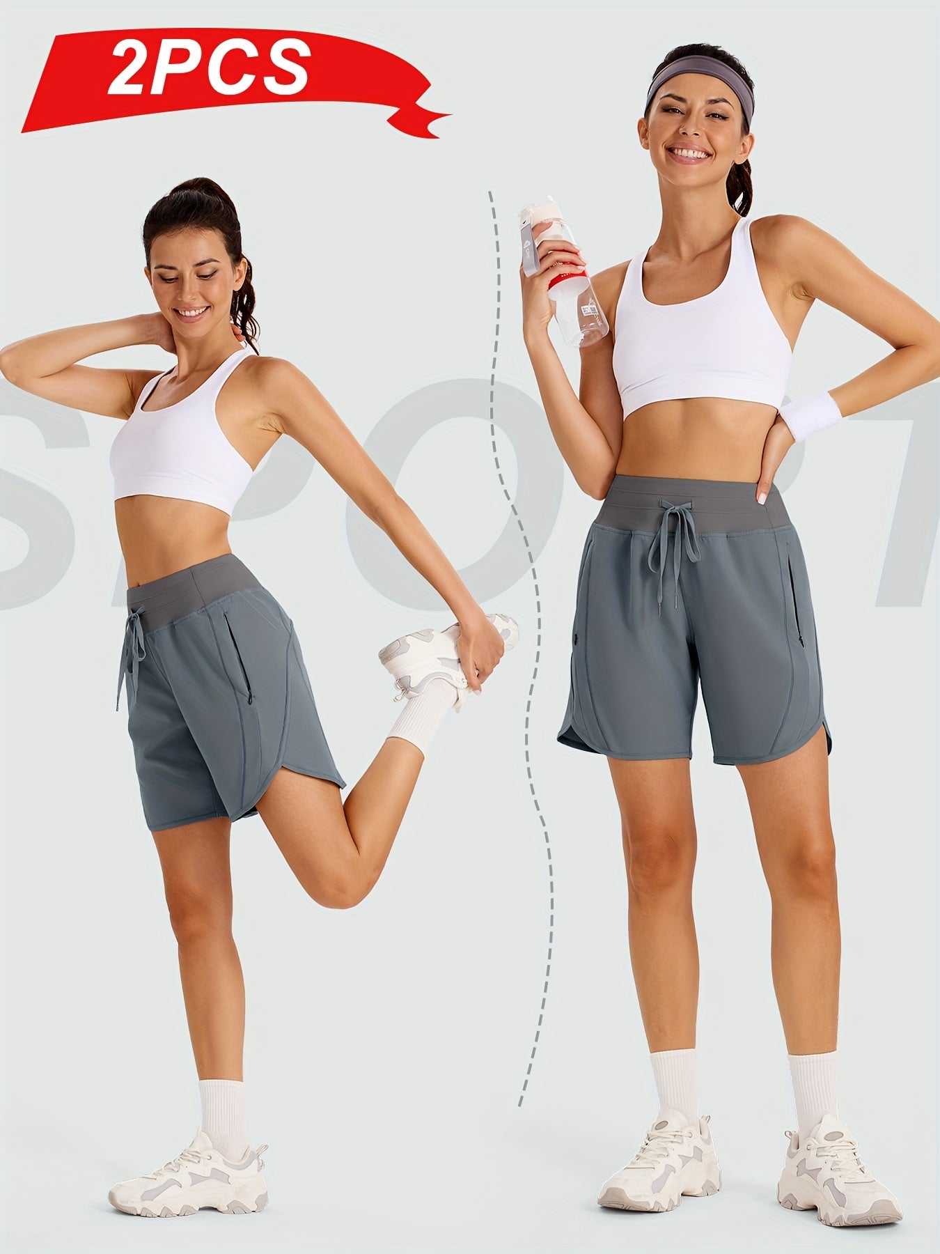 2-Pack Athletic Shorts for Women - Breathable Stretchy Quick-Dry Durable with Waistband for Running Gym Tennis Summer Running Short