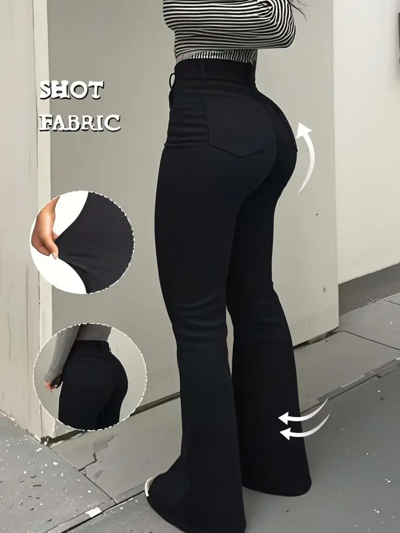 These Are Women'S Stylish Black Flare Jeans Made from Stretchy Viscose, Perfect for Casual Wear And Comfortable in Any Season, Featuring a Button-Front Design