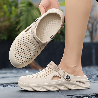 Men's Clogs, New Summer Non-Slip Thick-Soled Wrap-Round-Toe Beach Shoes, Trendy Unisex Outdoor Slippers for Men's Outdoor Wear