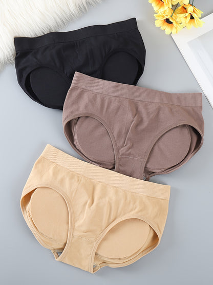 3-Pack Full Buttocks Shaping Underwear - Seamless Hipster Panties with Hollowed-Out Breathable Butt Enhancer, Naturally Thickened Fake Buttocks Suitable for Daily Wear, Gym, Swim & Instant Volume