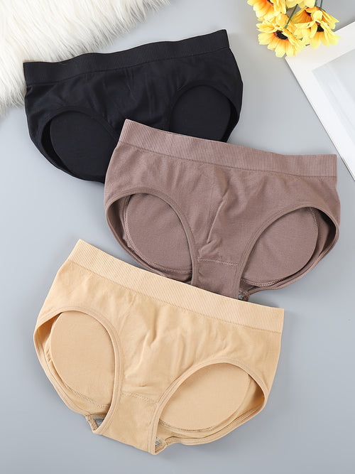 3-Pack Full Buttocks Shaping Underwear - Seamless Hipster Panties with Hollowed-Out Breathable Butt Enhancer, Naturally Thickened Fake Buttocks Suitable for Daily Wear, Gym, Swim & Instant Volume