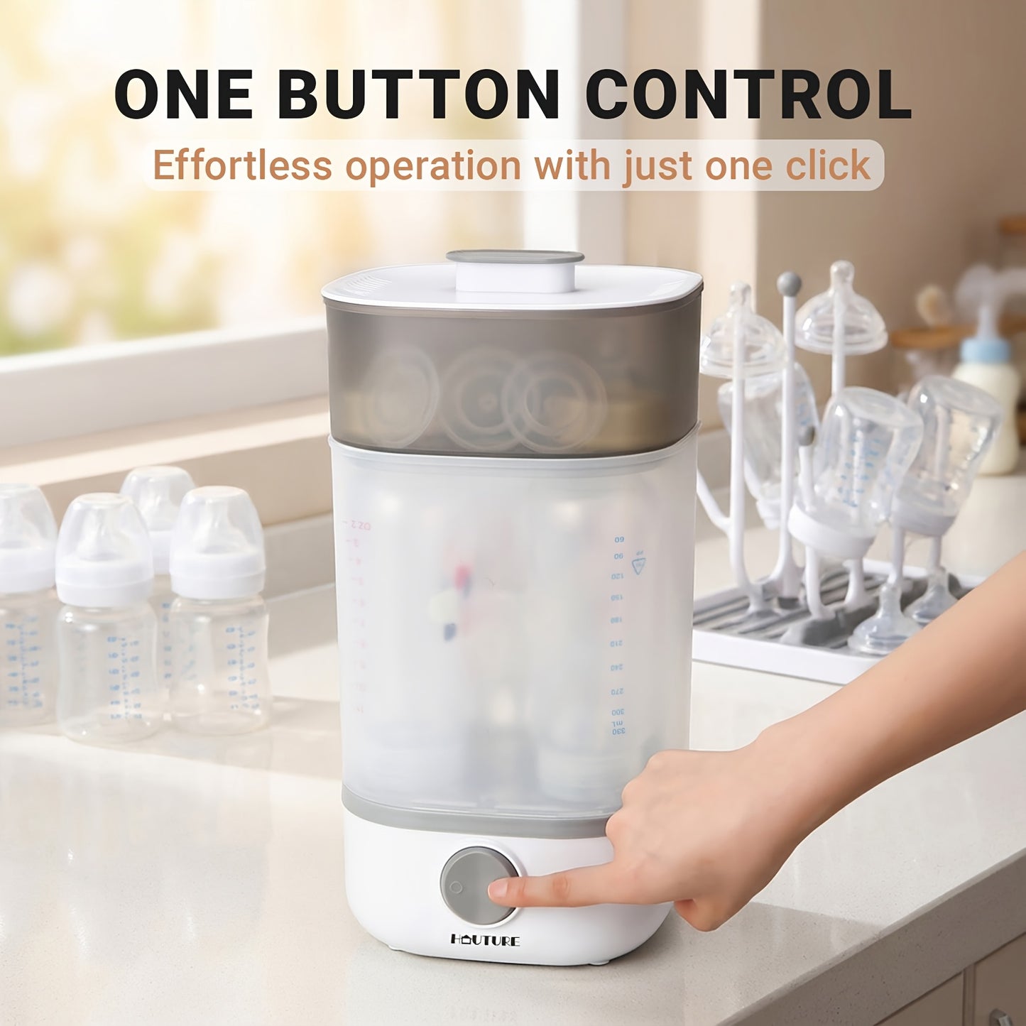 Bottle Sterilizer, Esterilizador De Biberones, Steam Sterilizer 99.9% Sterility, One-Button Operation BPA-Free. Sterilizer For Baby Stuffs, Newborn Baby Essentials Must Haves
